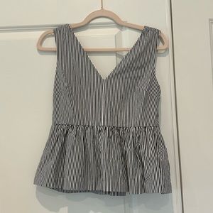 J. Crew Black & White Peplum Blouse